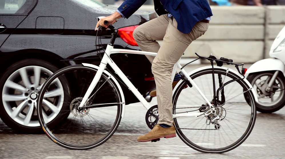 man riding bike